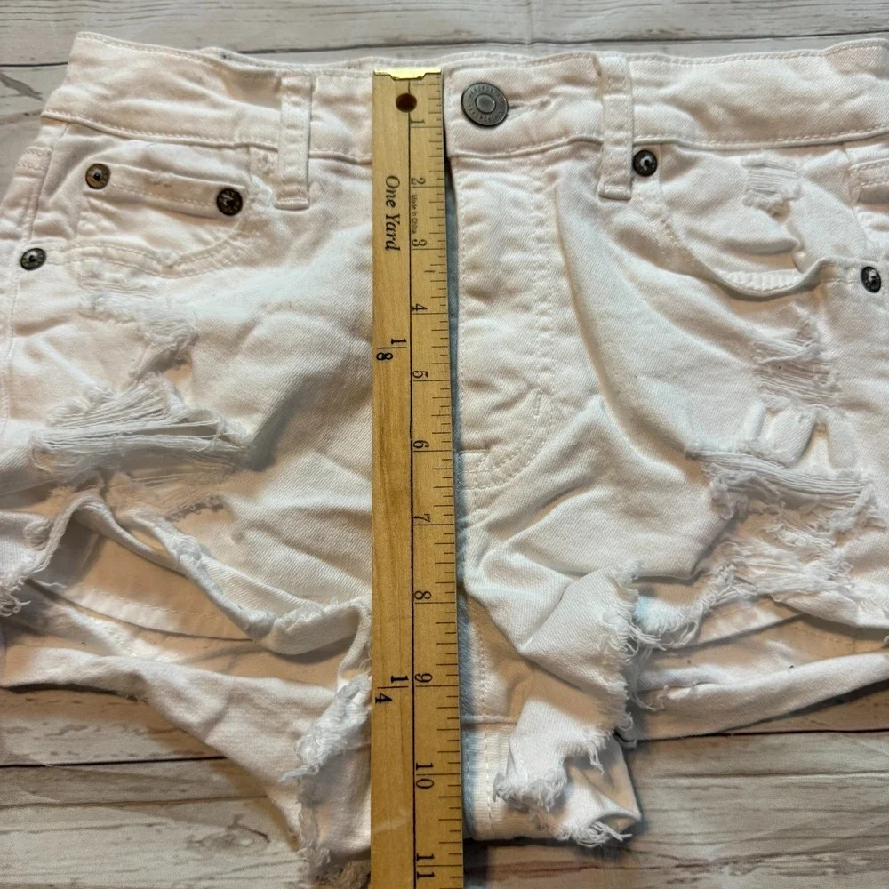 Aeropostale Vintage High Rise Shorty White Shorts Frayed Distressed Women's‎ 0